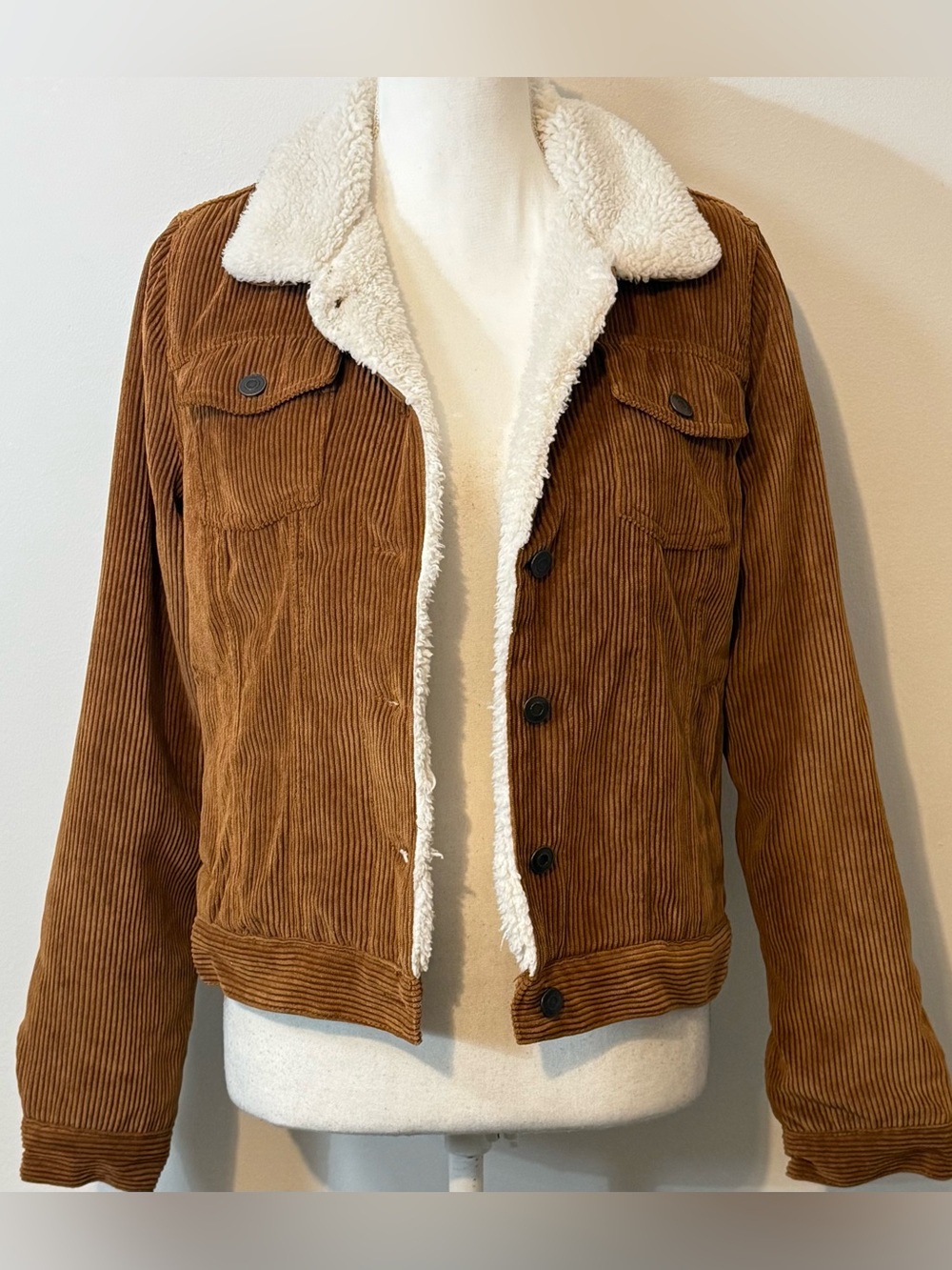 Ashley by 26 International Brown Corduroy Sherpa Lined Jacket Women’s Medium